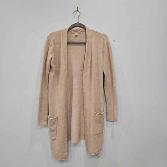 Barefoot Dreams Ivory Cardigan Sweater Pocket Plush Teddy Longline Cream Size XS - Picture 2 of 10